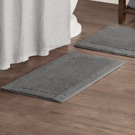 Madison Park Signature Splendor Reversible 100% Cotton Tufted Bathroom Rug-3000 GSM Hotel Quality Luxurious Plush High Pile Bath Mat Absorbent, Quick Dry, Shower Room Décor, 21x34, Charcoal