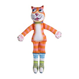 FUZZU Durable Dog Toy with Squeaker - Floppy Tough Chew Toy, That Sneaky Cat! - Socks, Large