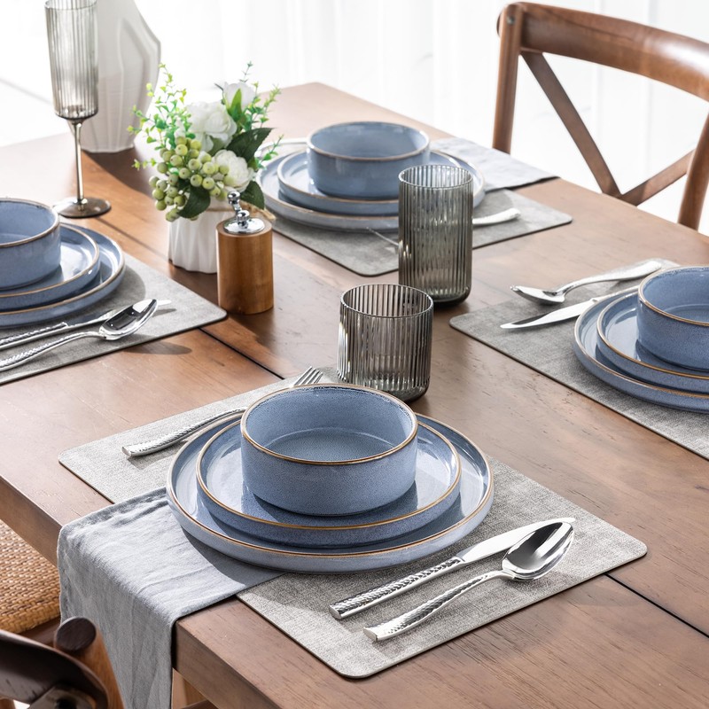GBHOME Ceramic Dinnerware Sets for 4, 12 Pieces Stoneware Plates
