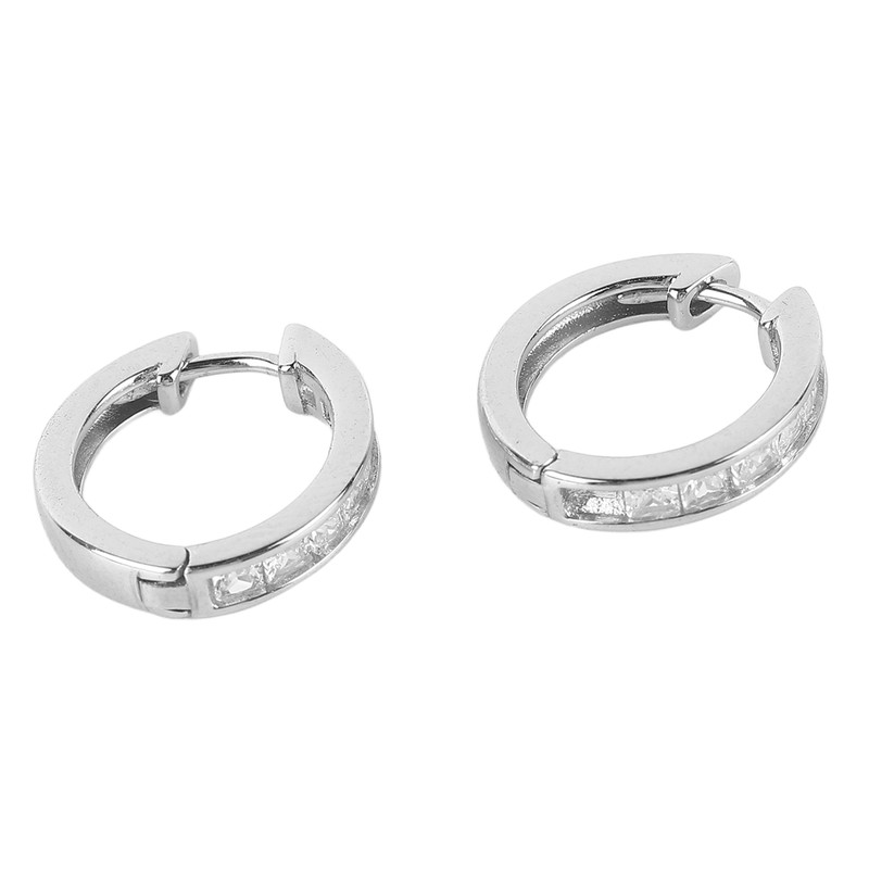 S925 Sterling Silver Ear Hoop Clip Rhinestone Style Clip Hoop