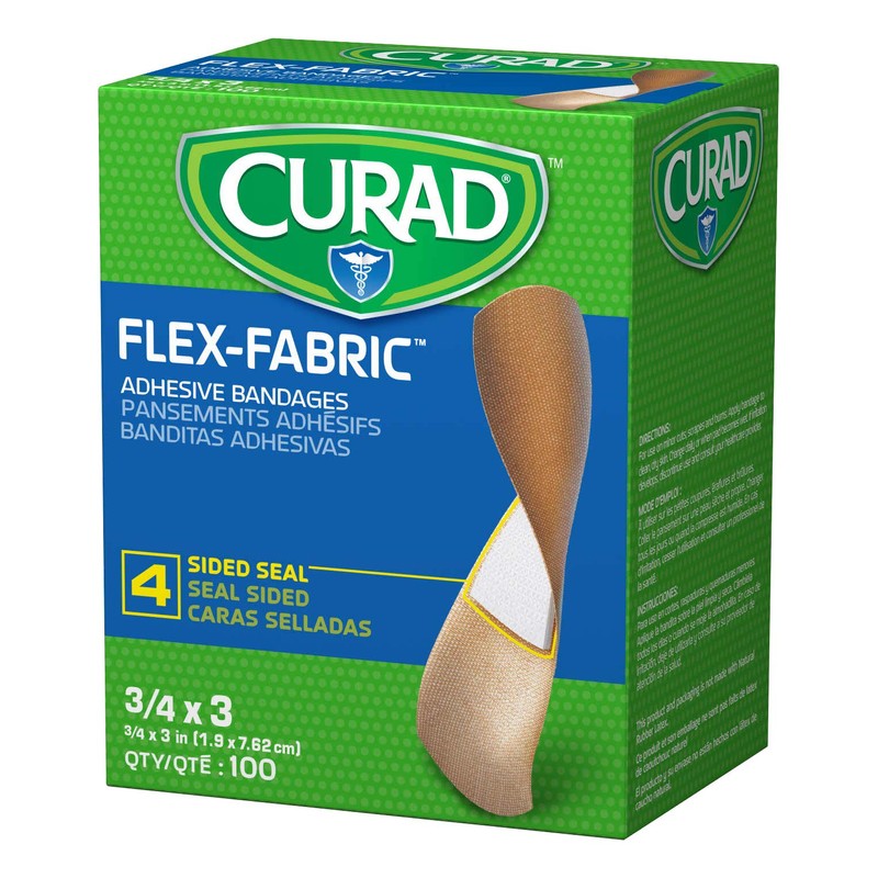 CURAD Flex Fabric Adhesive Bandages, Bandage Size is 3/4" x