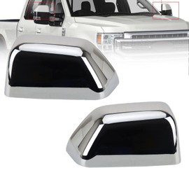 Chrome Rear View Mirror Cover Compatible with Ford F-Series (2017-2025) F250 F350 2017-2022 F450 F550 Snap-on Towing Accessories(silver)