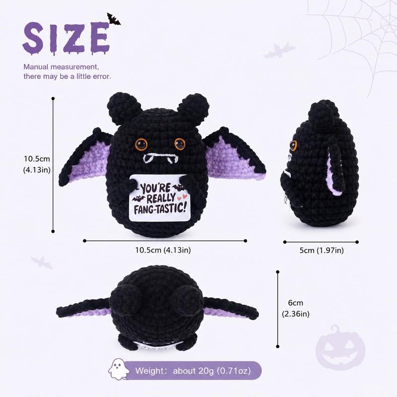 QINJIEJIE Knitted Bat Halloween Decorations Boo Basket Gifts