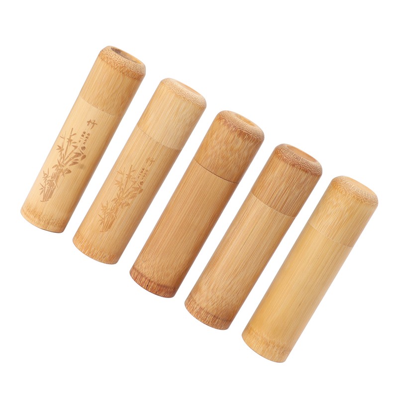 5pcs 12cm Length Travel Bamboo Tea Canister Tea Storage Container