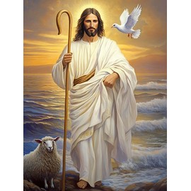 Bimkole 5D Diamond Painting Kits Accessories Jesus Man Diamond Painting Kit Full Round Drill Painting by Numbers Painting Embroidery Cross Stitch Diamond Decoration 30 x 40 cm