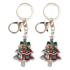 2Pcs Bow Keychain Pendant Christmas Lovely Stylish Metal Holiday Decorations OranmentsRed