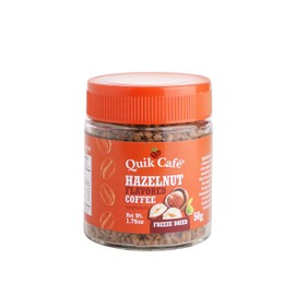 QuikCafe Freeze Died Hazelnut Coffee – 10 Count, Instant Herbal Blend with Natural Ingredients, Caffeine-Light, Preservative-Free – Just Add Hot Water