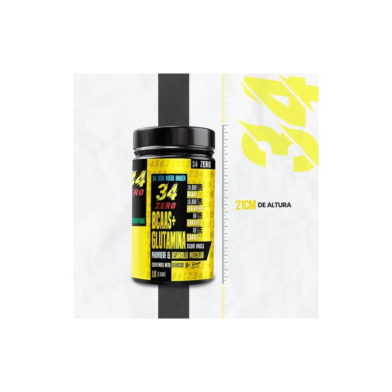Aminoácidos Bcaas Glutamina 1kg 34 Zero Moras