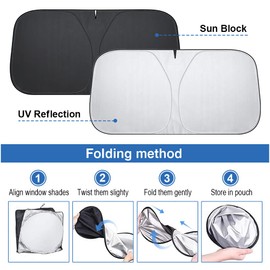 Auto Sonnenschutz Frontscheibe Innen 142x80 cm Für Windschutzscheibe Für Blockiert UV Abdeckung,Faltbar, für SUV, Truck, Auto