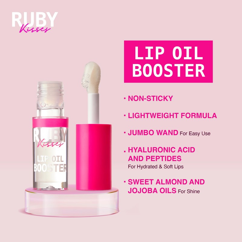 Ruby Kisses Lip Oil Booster, Hydrating Lip Gloss with Nourishing