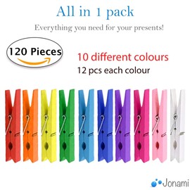 Clothes Pegs Small Colourful Wooden Pegs Mini - 3.5 cm Small Decorative Wooden Pegs Pack of 120 -
