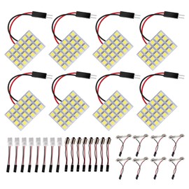 HUAZIZ 8 pieces super white energy-saving 5050 24 SMD LED panel dome light interior reading plate light roof ceiling interior wired lamp + 8 pieces garland adapter