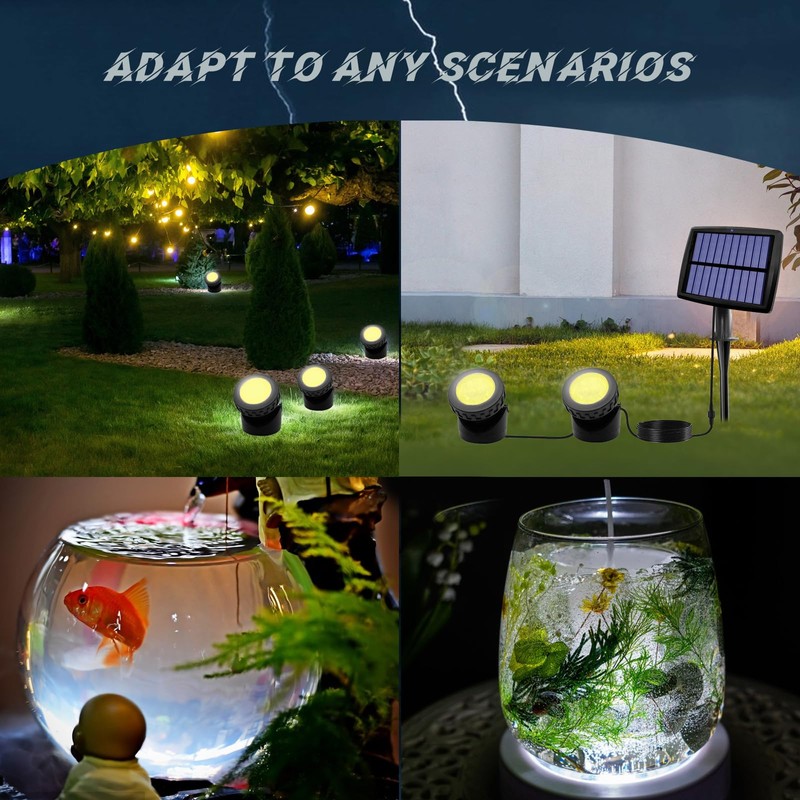 JUSTUP Outdoor Solar Pond Lights, 2 in 1 12 LEDs