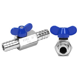 DERNORD 5/8" Hose Barb Ball Valve SS304 Mini Shut Off Ball Valve for Water Gas Fuel Drip Irrigation and Aquariums (Pack of 2)