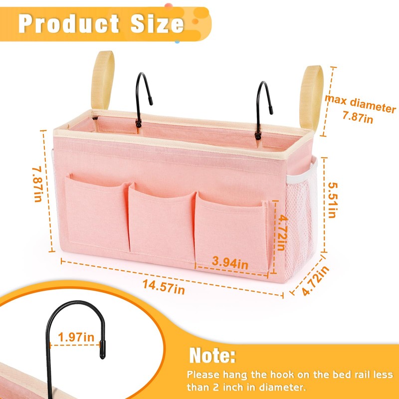 Lilithye Bedside Organizer with Fixed Straps and Water Bottle Holder
