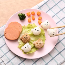 Rice Ball Mold Non-Stick Sushi Making Kit Cartoon Animal Mini Bears Rice Balls Sushi Bento Maker Mould with Seaweed Nori Expression Cutter Bento Box Accessories DIY Kitchen & Picnic