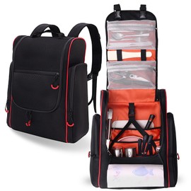 Camping Kitchen Organizer with Paper Towel Holder, Large Hanging Camping Cooking Utensils Bag with Backpack for camping cooking set, Multi-Pockets Waterproof Bag for Camping Cookware RV BBQ,Bag Only