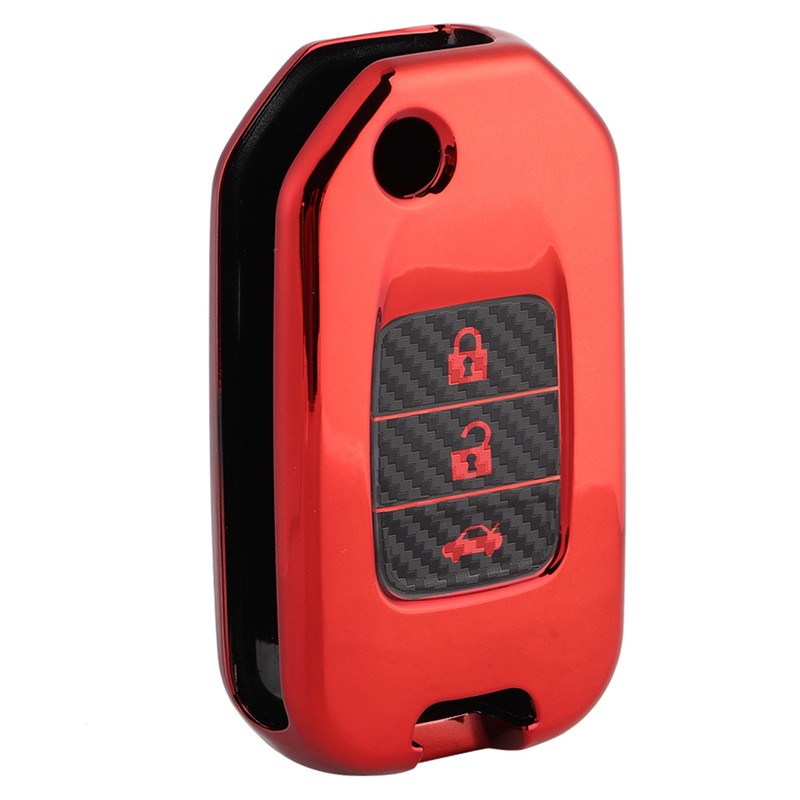 Carbon Fiber Style Folding Car Key Fob Cover Protective Case