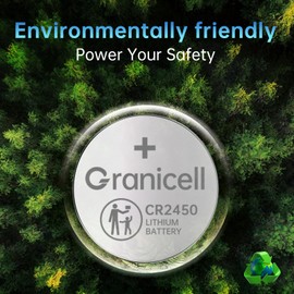 Granicell 2450 Battery Compatible with Fitness Devices CR2450 Lithium 3V Coin Battery for Child Safety, Suitable for Key Fobs, car Alarm, Watch, Candle and More 20pack (CR2450-20)