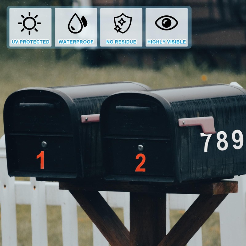 PATIKIL Reflective Mailbox Numbers, 5 Sets 4 Inch Waterproof Red