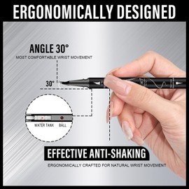 Curved Eyebrow Pencil, 2-in-1 Dual-Ended Eyebrow Pen with Curved Tip and Precise Brush-Tip, Waterproof, Microblading, Long Lasting (Light Brown)