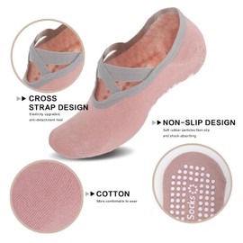 Fiohiros 4 Pairs Pilates Socks with Grips For Women,Yoga Socks with Multiple Colors Non Slip Socks for Yoga, Pilates, Ballet, Daily Wear (AU, Numeric, 7, Regular, Regular, Pink purple blue green)