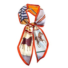 vimate Purse Scarf for Handbags -Fall Fashion Orange Horse Hair Scarf Skinny Satin Neck Scarves Hairband Ribbon (Style 109)
