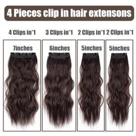 Hair Extensions, Long Wavy Synthetic Hair Extension 4PCS Clip in Hair Extensions for Women Full Head, 20 Inch Long Wavy Fiber Thick Double Weft Hairpieces (6A)