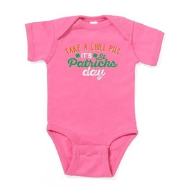 CafePress Take A Chill Pill It's St. Patrick's Day Body Suit Cute Baby Bodysuit Romper Dark Raspberry