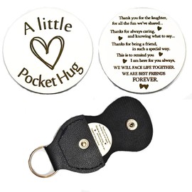Best Friends Gifts Pocket Hug for Women Men Thank You for the Laughter Pocket Hugs for Best Friends Christmas Birthday Gift for BFF Bestie Pocket Hug Tokens with PU Leather Keychain