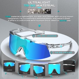 ATTCL Unisex TR90 Cycling Sunglasses for Men Women - PC Lens Sports Glasses Biking Fishing Running KC11-C3-Toubai-Blue