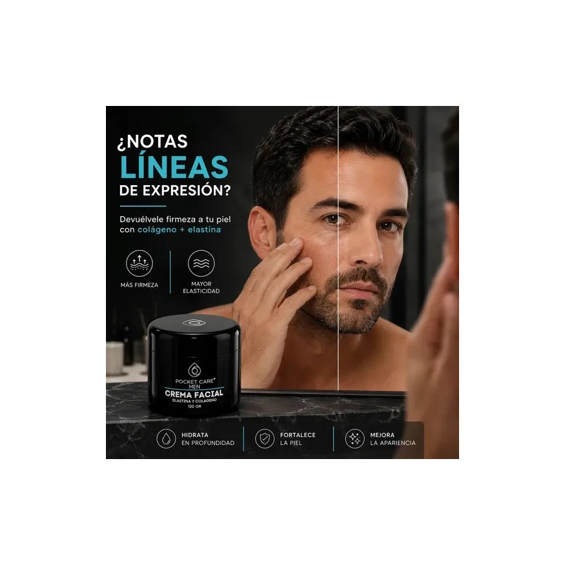 Crema Facial Para Hombre Con Colágeno Y Elastina Pocket Care