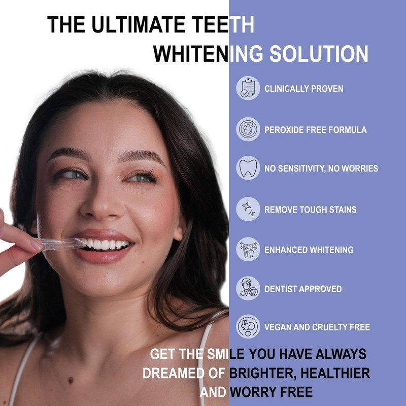 DENTISTSITY Teeth Whitening Strips - Professional Non-Peroxide Formula, 14-Day Treatment