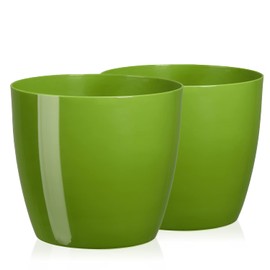 Tymar Pack of 2 Round Shape Planter (Green, Diameter 12 cm)