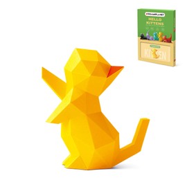 ORIGAMIPLANET 3D Origami Paper Craft Kit, Starpaw Kitten Cute DIY Pre-Cut Animal Papercraft Model for Beginners, Fun Handmade Home Decoration Gift for Adults & Kids-Yellow