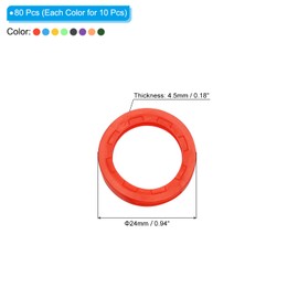 PATIKIL Key Covers Set, 80 Pcs Tags and Identifiers Covers Key Head Protectors Key Tags with Labels Key Accessories Vintage Office Plastic Rubber, 8 Color