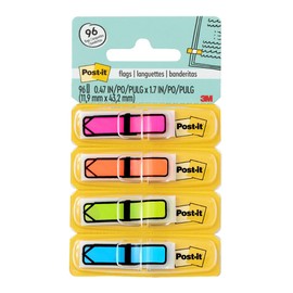 3M Post-it Arrow Flags, Assorted Bright Colors.47 in. Wide, 24/Dispenser, 4 Dispensers/Pack, (684-ARR4)