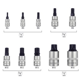 OEMTOOLS 23906 Triple Square Bit Set, Spline Socket Set 10 Piece, Magnetic Triple Square Socket Set, Triple Square Sockets Ideal for Automotive Repairs, Rust-Resistant Finish, M4-M18 Sizes