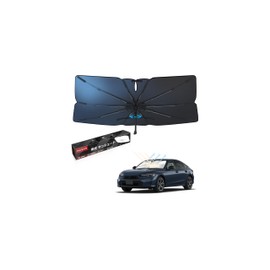 Mozan (Improved 2025) Umbrella Type Car Sunshade, Windshield, 10 Ribs, Fiberglass, 360° Rotatable Bendable Handle, UV Protection, Thermal Insulation, Storage Bag, One-touch, Easy Installation