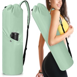 ITHWIU Yoga Mat Bag with Multi-Functional Storage Pockets, Waterproof Yoga Mat Carrying Bag with Adjustable Strap & Yoga mat storage cord, Fits Gym, Class, Beach Park, Travel, Green