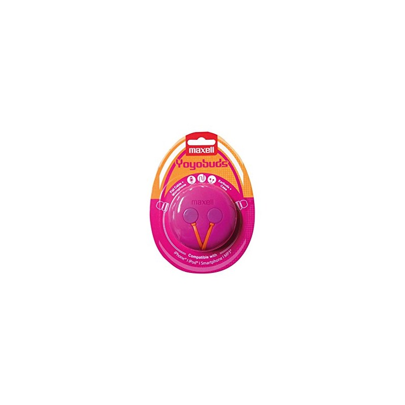 Maxell 303729 Yoyo Buds Earphones with Mic and Case Pink/orange