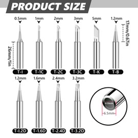 Kratzbilder Soldering Iron Soldering Tip Replacement Soldering Tip Set 10 Pieces Soldering Iron Tips Set 900M-T Soldering Iron Tips Lead-Free Soldering Iron Replacement Soldering Tips Set for