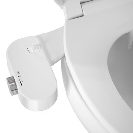 Bidet Toilet Seat Attachment with Rear and Feminine Wash， Bidet Attachment for Toilet with Self-Cleaning and Adjustable Bidet Sprayer & 21°Angle Control (Chrome)