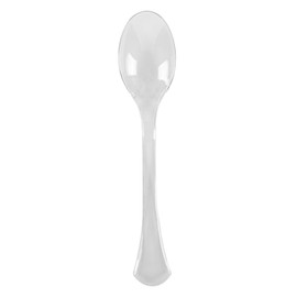 Restaurantware-Cater Tek 9.8 Inch Catering Spoons, 10 Disposable Serving Utensils - Comfortable Handle, Serve Hot And Cold Food, Clear Plastic Serving Spoons, For Parties, Buffets, Catering Events