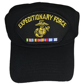 Marine Expeditionary Force MEF W/EGA and Service Ribbons HAT - Black - Veteran Owned Business