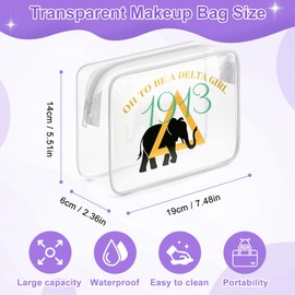 Sazuwu Sorority Gifts for Women Elephant Gifts for Adults 1913 Clear Makeup Bag with Zipper Elephant Lovers Gifts Sorority Sisters Gifts Cosmetic Travel Bag Organizer Friendship Sisterhood Elephant