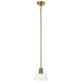 Kichler, Eastmont 1 Light Mini Pendant with Clear Glass in Brushed Natural Brass, 52405