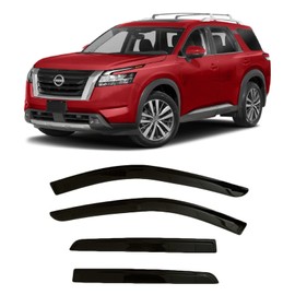 2022-2025 Tape-On Side Window Visor Deflectors for Nissan Pathfinder S SV SL Platinum Rock Creek Smoke Tinted Rain Guards 2023 2024