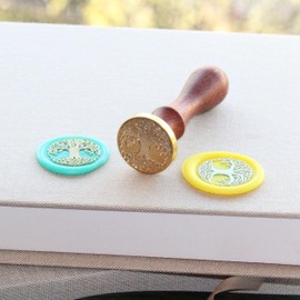 Tree of Life Wax Seal Stamp Vintage Plant Rune Vegvisir Sealing Stamp Brass Head with Wooden Handle for Envelopes Photo Album Postcard Decor