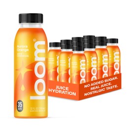 Aurora Orange Juice Drinks by Loom, Low Sugar Juice, Real Fruit, No Added Sugar, 35 Calories, Non-GMO, Vegan, Gluten Free, 12 oz bottles, 12 pack